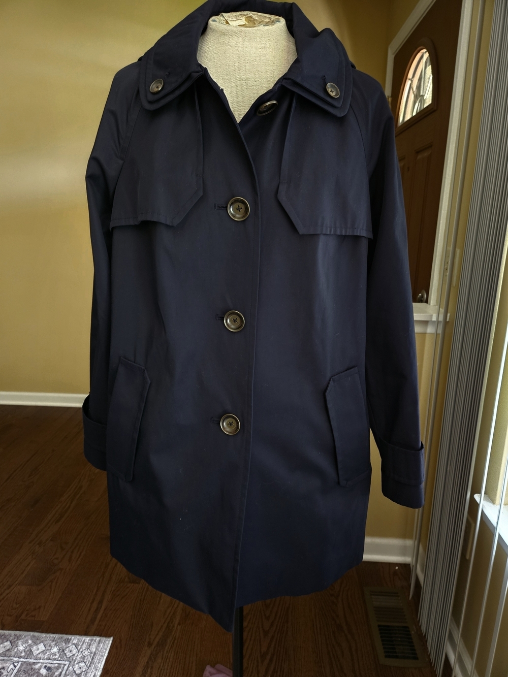 London Fog Navy Women's Trench Coat with Button Front SIZE PL